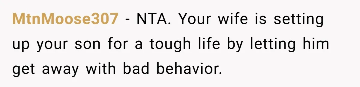 His Son Was Diagnosed With ADHD, but He Says His Wife Started Using It to Excuse Dangerous Behavior MtnMoose307 − NTA. Your wife is setting up your son for a tough life by letting him get away with bad behavior.