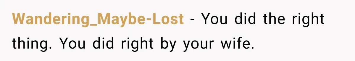 Wandering_Maybe-Lost − You did the right thing. You did right by your wife.