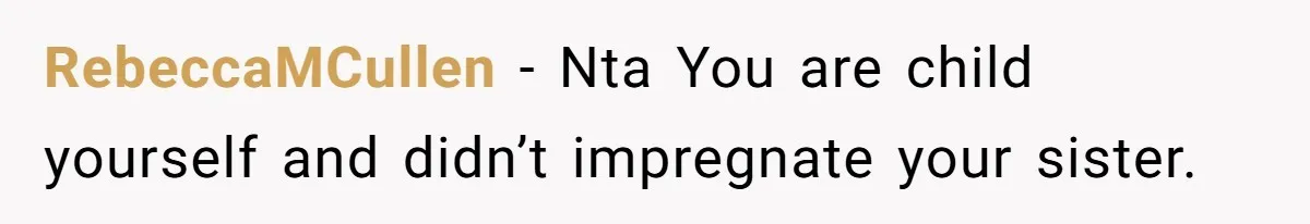A 15-Year-Old Girl Finally Snapped After Being Expected to Raise Her Sister’s Kids Instead of Studying for Finals RebeccaMCullen − Nta You are child yourself and didn’t impregnate your sister.