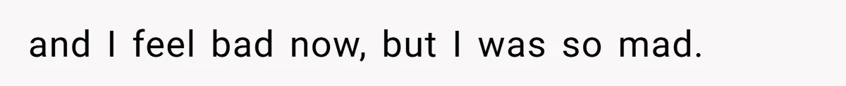 and I feel bad now, but I was so mad.