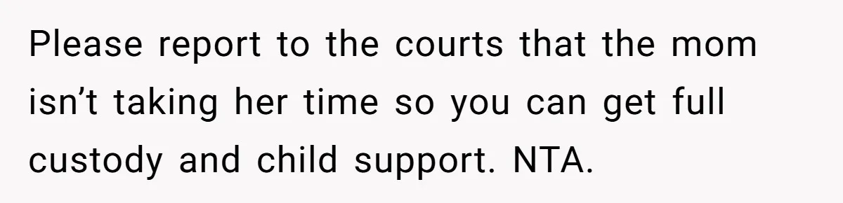 Ex Demands Dad Ban Common Foods At His Home, He Refuses And She Stops Visitation Please report to the courts that the mom isn’t taking her time so you can get full custody and child support. NTA.
