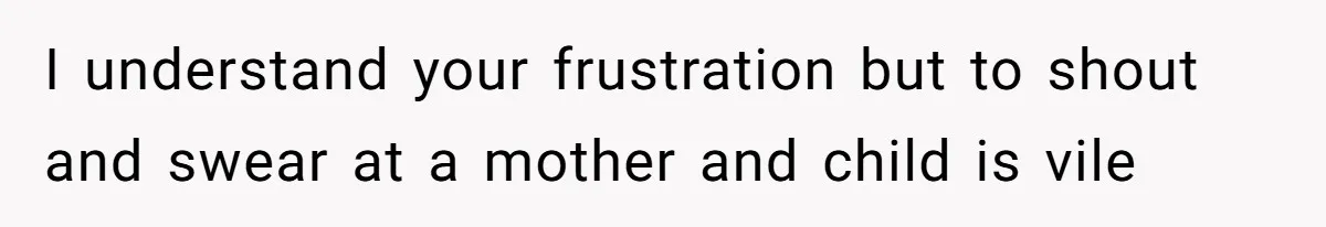 Partner Defends A Stressed Mother Against Her Boyfriends Harsh Reaction To A Dangerous Situation I understand your frustration but to shout and swear at a mother and child is vile