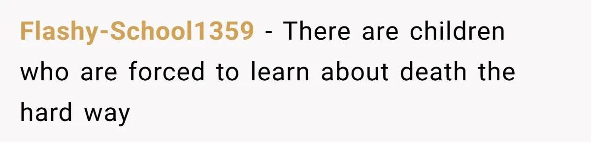 Flashy-School1359 − There are children who are forced to learn about death the hard way