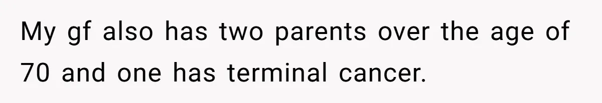 He Refused to Use His Realtor Girlfriend to Buy a House, and Now She’s Furious My gf also has two parents over the age of 70 and one has terminal cancer.