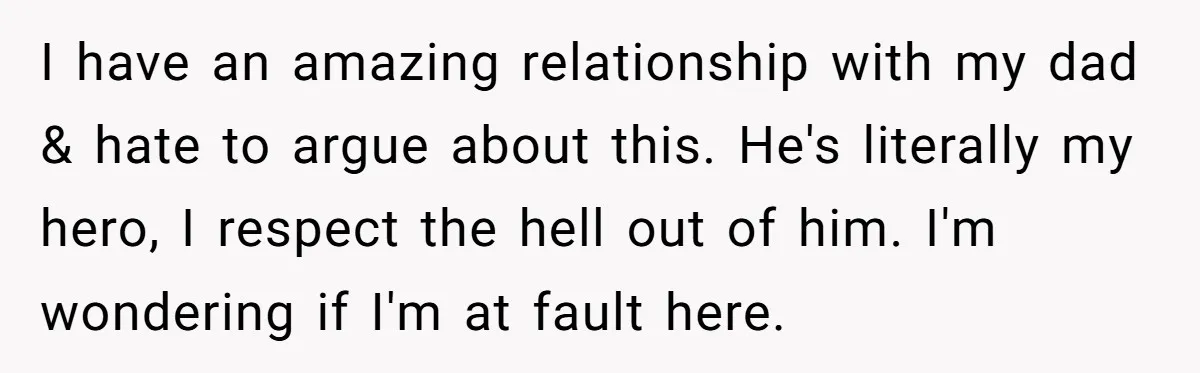 She Chose a 3AM Drive Over Sleeping Separately From Her Boyfriend at Her Parents’ House, and Her Dad Took It Personally I have an amazing relationship with my dad & hate to argue about this. He's literally my hero, I respect the hell out of him. I'm wondering if I'm at...