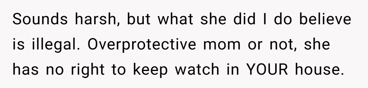 Woman Babysits Her Nephew For Free, Then Finds A Hidden Camera Watching Her Playroom Sounds harsh, but what she did I do believe is illegal. Overprotective mom or not, she has no right to keep watch in YOUR house.