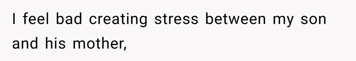 I feel bad creating stress between my son and his mother,