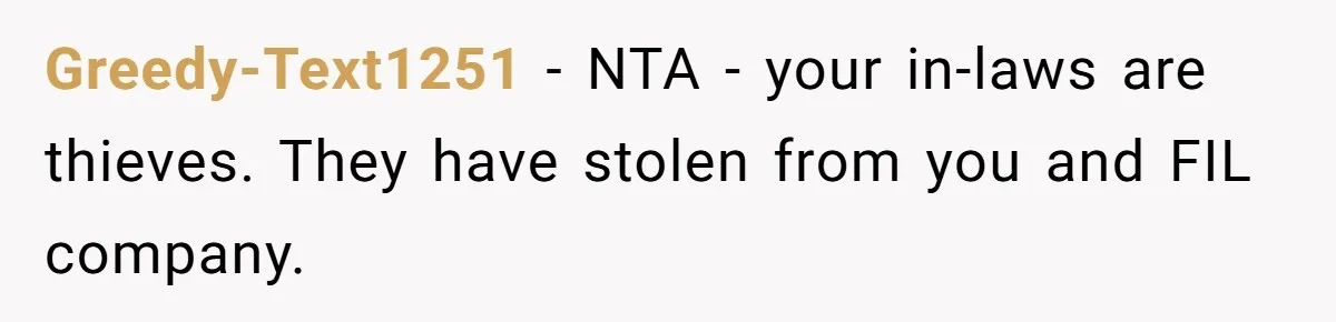 The High-Altitude Heist: When "Family Discounts" Turn Into a $7,000 Family Feud Greedy-Text1251 − NTA - your in-laws are thieves. They have stolen from you and FIL company.