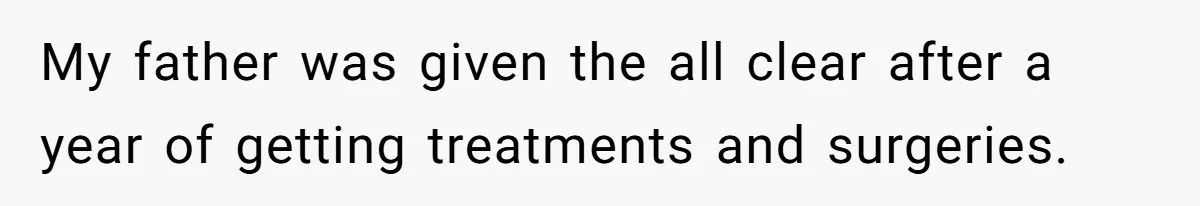 My father was given the all clear after a year of getting treatments and surgeries.