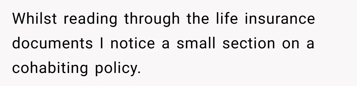Whilst reading through the life insurance documents I notice a small section on a cohabiting policy.