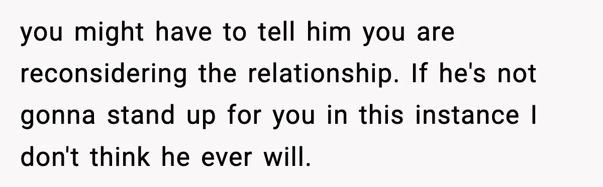 Woman Refuses To Put Boyfriend On House Title He Didn’t Pay For, Now His Family Calls Her A B**ch you might have to tell him you are reconsidering the relationship. If he's not gonna stand up for you in this instance I don't think he ever will.