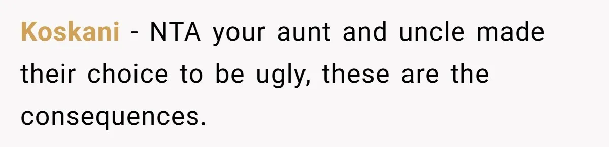 Young Mother Refuses Christmas Visit Until Certain Relatives Face Exclusion From Gathering Koskani − NTA your aunt and uncle made their choice to be ugly, these are the consequences.