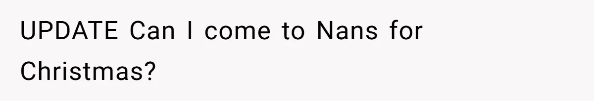 Young Mother Refuses Christmas Visit Until Certain Relatives Face Exclusion From Gathering UPDATE Can I come to Nans for Christmas?