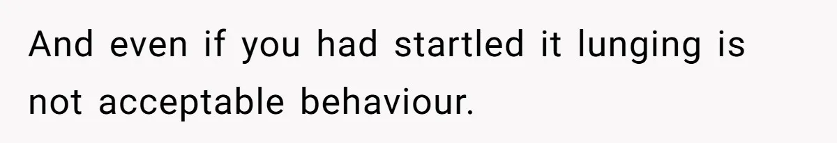 And even if you had startled it lunging is not acceptable behaviour.