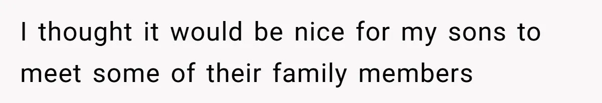 I thought it would be nice for my sons to meet some of their family members