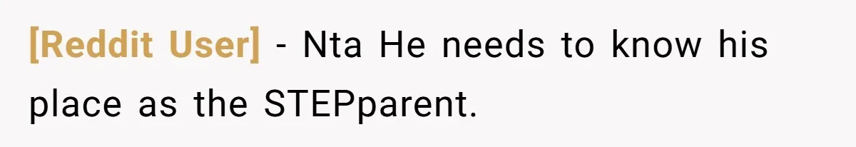 [Reddit User] − Nta He needs to know his place as the STEPparent.