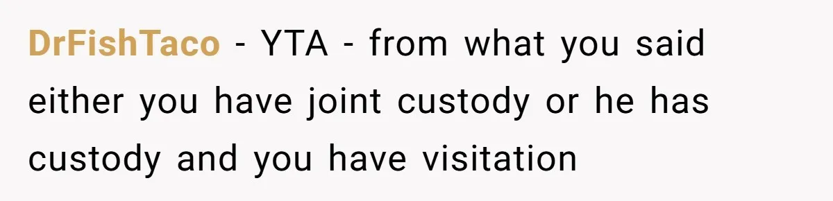 Mother Lets Daughter Get Lip Injections At 17, Now Ex-Husband Wants To Limit Her Visitation DrFishTaco − YTA - from what you said either you have joint custody or he has custody and you have visitation