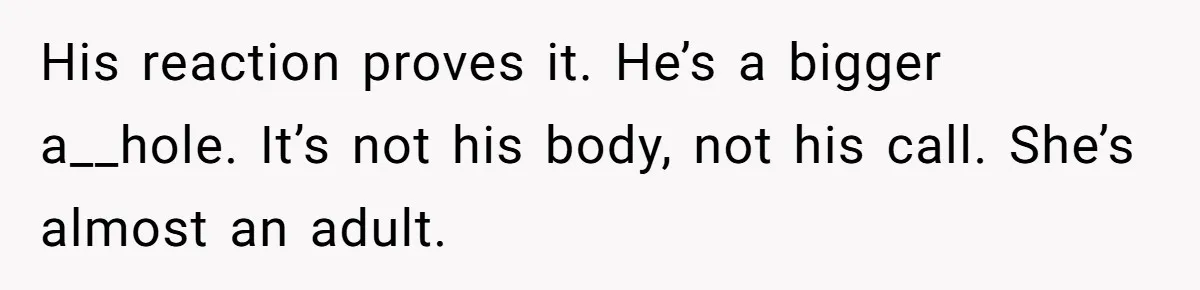 Mother Lets Daughter Get Lip Injections At 17, Now Ex-Husband Wants To Limit Her Visitation His reaction proves it. He’s a bigger a__hole. It’s not his body, not his call. She’s almost an adult.