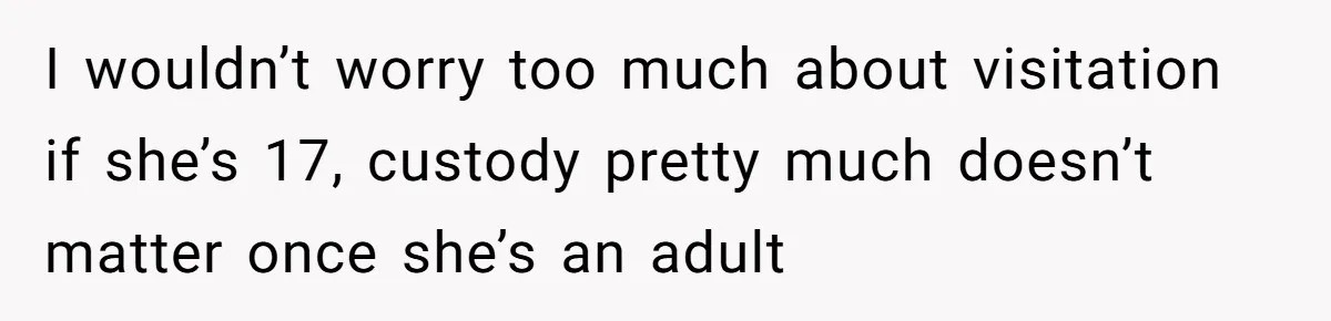 Mother Lets Daughter Get Lip Injections At 17, Now Ex-Husband Wants To Limit Her Visitation I wouldn’t worry too much about visitation if she’s 17, custody pretty much doesn’t matter once she’s an adult