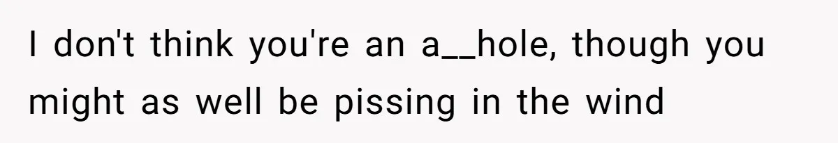 I don't think you're an a__hole, though you might as well be pissing in the wind