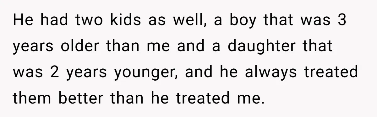 Wealthy Man Offers Home To His Mother But Refuses Stepdad And Stepfamily He had two kids as well, a boy that was 3 years older than me and a daughter that was 2 years younger, and he always treated them better than...