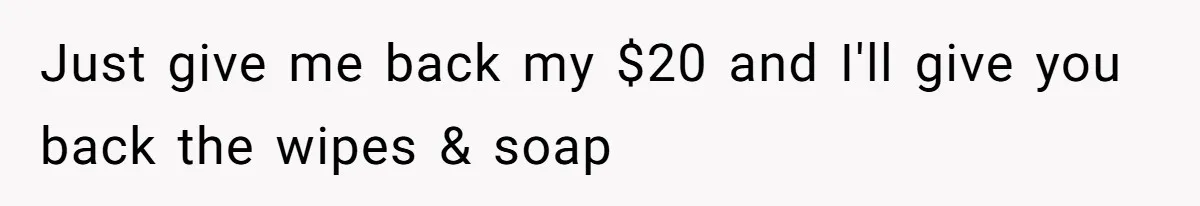 How A $10 Order Turned Into A $32 Dispute: The Toxic Logic Of A Dishonest Friend Just give me back my $20 and I'll give you back the wipes & soap