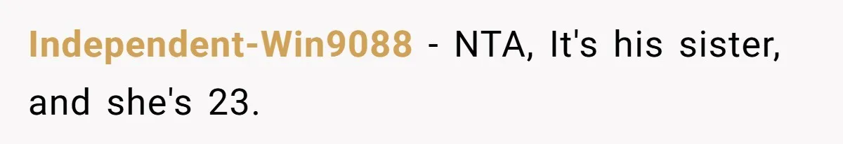 Wife Stops Acting As Human Calendar For Husband After Years Of Birthday Reminders Independent-Win9088 − NTA, It's his sister, and she's 23.