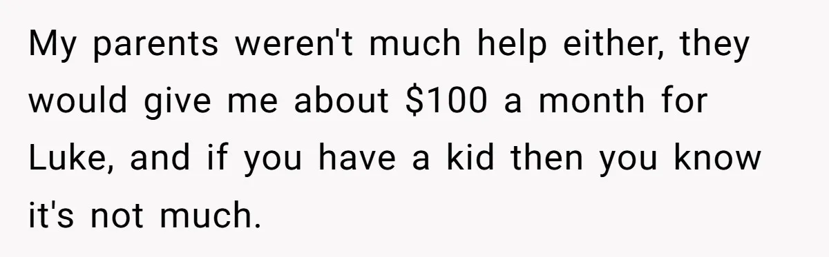 Aunt Who Raised Nephew As Her Son Faces Emotional Backlash From Niece Over Birthday Gift Decision My parents weren't much help either, they would give me about $100 a month for Luke, and if you have a kid then you know it's not much.