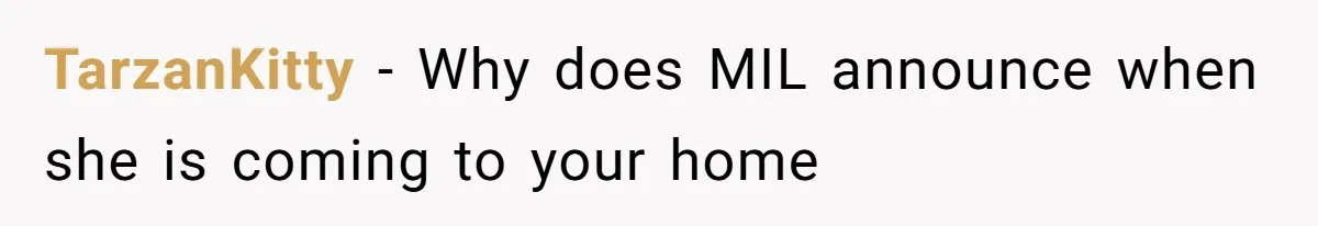 Mother In Law Treats Private Cabin Like An All Inclusive Resort For Her Extended Family TarzanKitty − Why does MIL announce when she is coming to your home