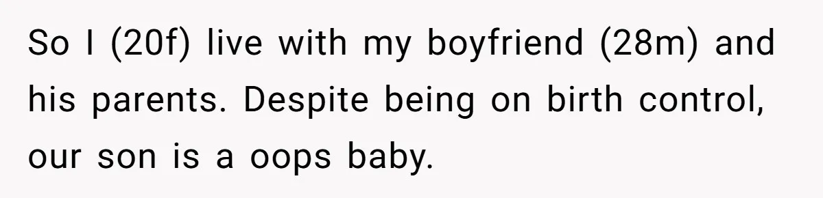 They Threw Away a Newborn’s Formula, Then Told His Mother She Was “Overreacting” So I (20f) live with my boyfriend (28m) and his parents. Despite being on birth control, our son is a oops baby.