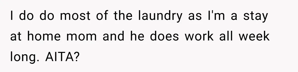 After Facing A Major Surgery, Woman Returns Home To Face Another Unexpected Conflict I do do most of the laundry as I'm a stay at home mom and he does work all week long. AITA?