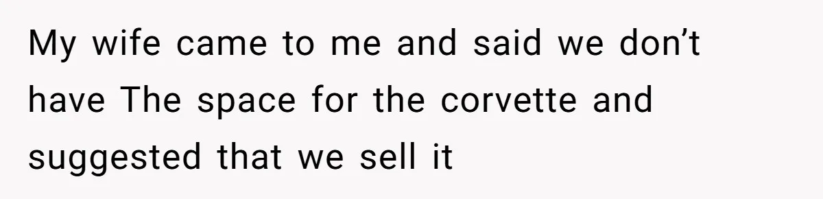 Husband Refuses To Sell His Prized Vintage Car Despite A Sudden Family Safety Crisis My wife came to me and said we don’t have The space for the corvette and suggested that we sell it