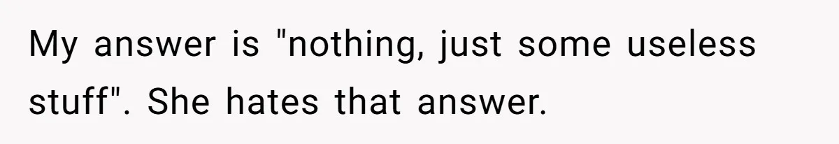He Taught His Daughter Arabic to Honor Her Roots, Then She Got Bullied and His Wife Blamed Him My answer is "nothing, just some useless stuff". She hates that answer.