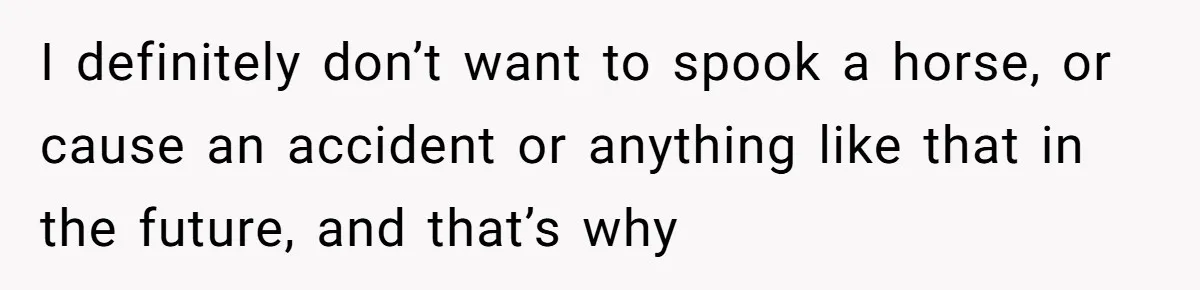 Woman Tried To Be Considerate Of A Horse Rider, But After Getting Yelled At, She Responds Sharply I definitely don’t want to spook a horse, or cause an accident or anything like that in the future, and that’s why