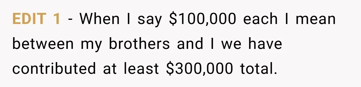 He Bought His Twins Cars for Their 18th Birthday, Then His Family Demanded the Money Instead EDIT 1 - When I say $100,000 each I mean between my brothers and I we have contributed at least $300,000 total.