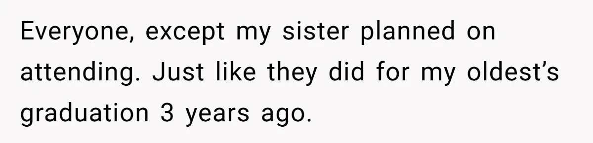 Everyone, except my sister planned on attending. Just like they did for my oldest’s graduation 3 years ago.