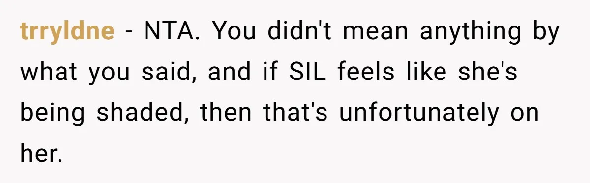 When "I Do" Becomes "I Don't Care": The Wedding Rule War You Didn’t See Coming trryldne − NTA. You didn't mean anything by what you said, and if SIL feels like she's being shaded, then that's unfortunately on her.