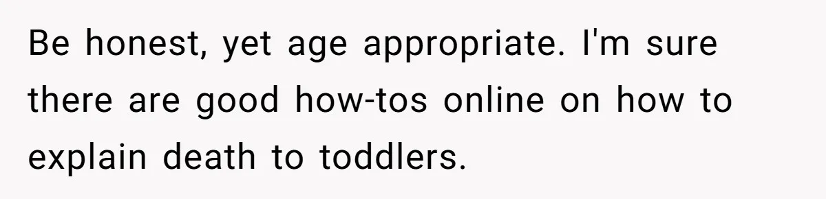 Dad Finds It Incredibly Difficult To Tell 3-Year-Old Son What Happened To His Mom Be honest, yet age appropriate. I'm sure there are good how-tos online on how to explain death to toddlers.