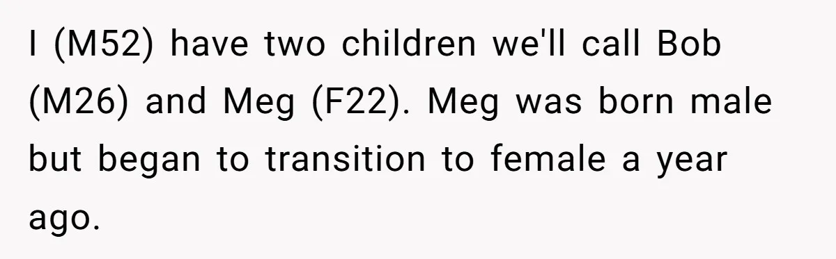 Father Refuses To Give Trans Daughter Inherited Ring, Believing She Transitioned For The Inheritance I (M52) have two children we'll call Bob (M26) and Meg (F22). Meg was born male but began to transition to female a year ago.