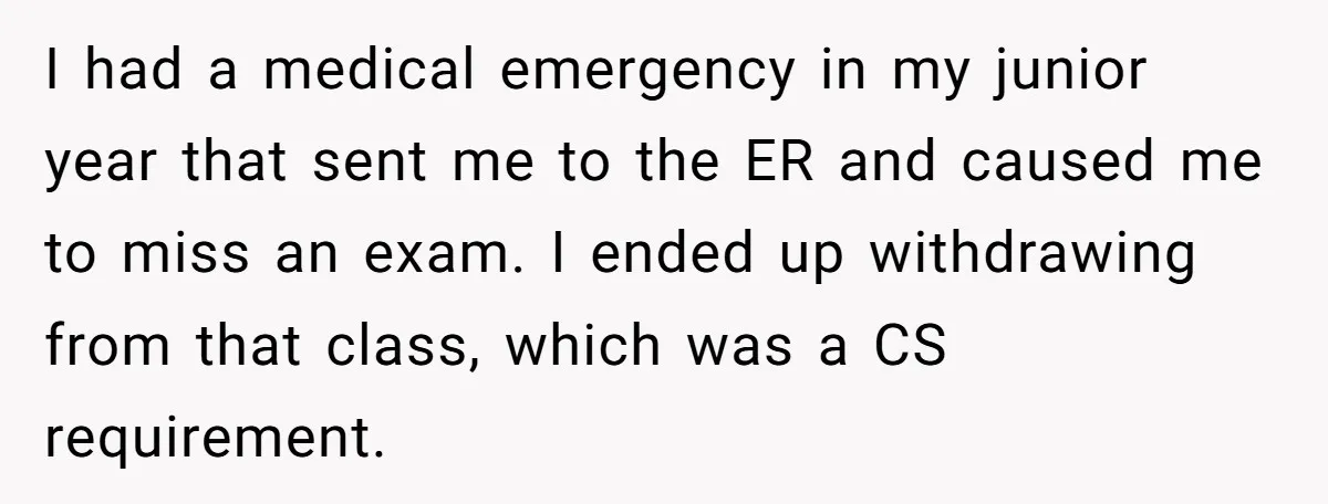 She Lied About a Double Major to Keep the Peace, Now Her Parents Say She’s Betrayed Them I had a medical emergency in my junior year that sent me to the ER and caused me to miss an exam. I ended up withdrawing from that class, which...