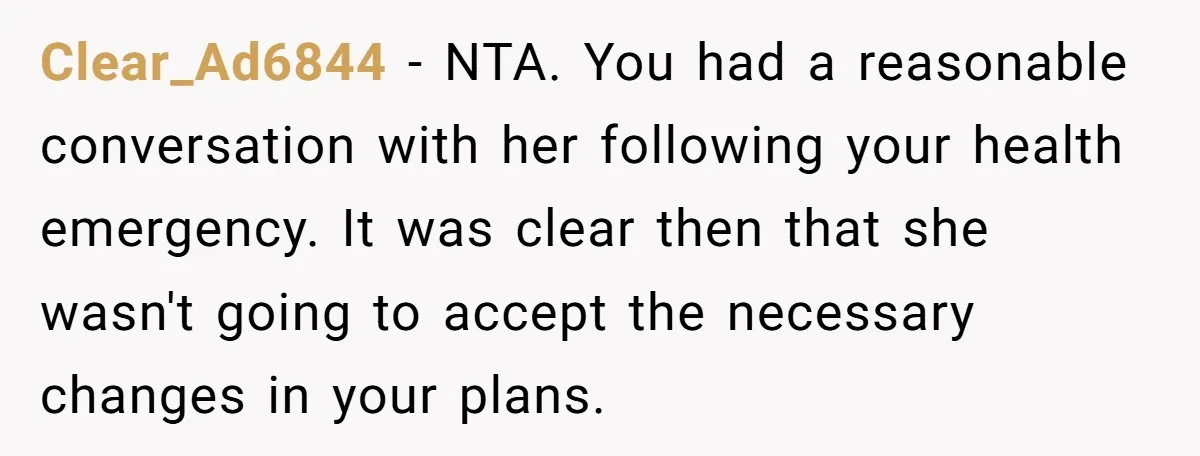 She Lied About a Double Major to Keep the Peace, Now Her Parents Say She’s Betrayed Them Clear_Ad6844 − NTA. You had a reasonable conversation with her following your health emergency. It was clear then that she wasn't going to accept the necessary changes in your plans.