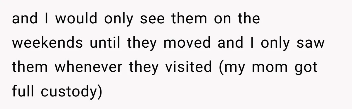 Dad Promises Daughter A Bedroom, Then Makes Her Sleep On The Couch And Prioritizes His Wife's Family and I would only see them on the weekends until they moved and I only saw them whenever they visited (my mom got full custody)