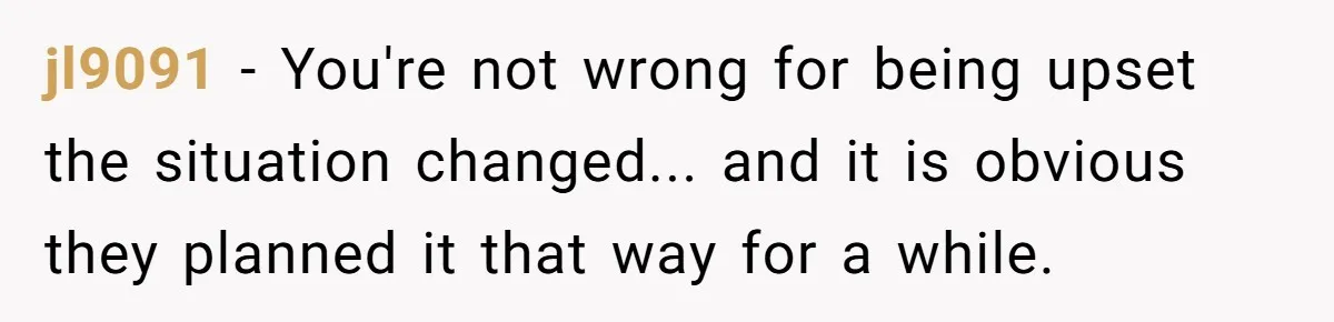 Dad Promises Daughter A Bedroom, Then Makes Her Sleep On The Couch And Prioritizes His Wife's Family jl9091 − You're not wrong for being upset the situation changed... and it is obvious they planned it that way for a while.