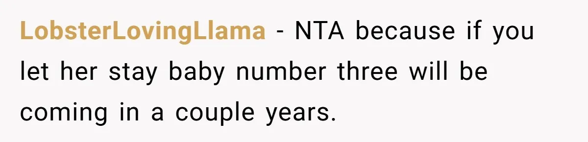 Mother Tells Daughter To Move Out After Getting Pregnant Again LobsterLovingLlama − NTA because if you let her stay baby number three will be coming in a couple years.