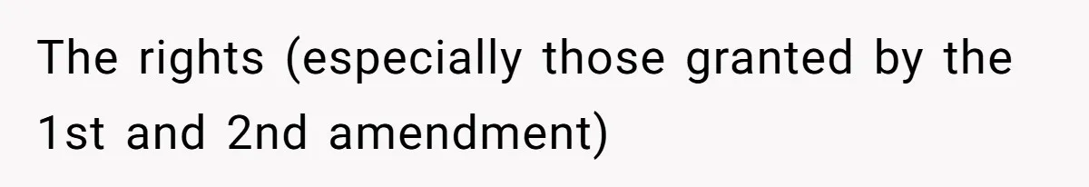 The rights (especially those granted by the 1st and 2nd amendment)