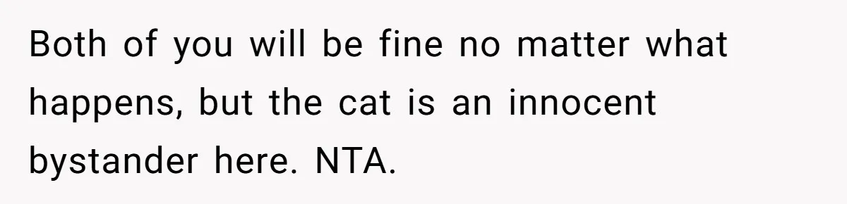 He Gave His Girlfriend an Ultimatum Over Her Cat, but the Real Issue Wasn’t the Pet Both of you will be fine no matter what happens, but the cat is an innocent bystander here. NTA.