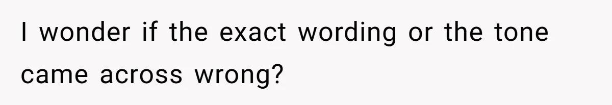 I wonder if the exact wording or the tone came across wrong?