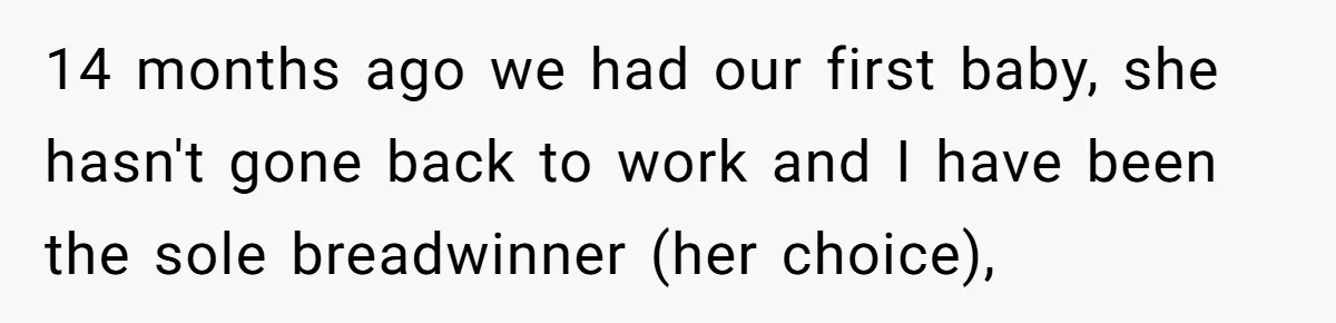 Husband Wants A Divorce After Wife Becomes Abusive And Cheats, She Begs For Another Chance 14 months ago we had our first baby, she hasn't gone back to work and I have been the sole breadwinner (her choice),