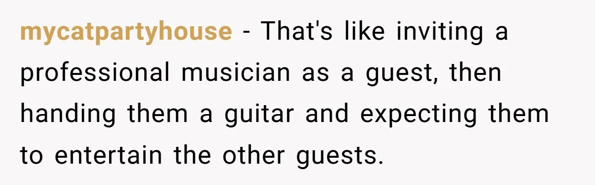 Professional Chef Brings Store-Bought Hummus To A Potluck, And Her Friends Aren’t Happy mycatpartyhouse − That's like inviting a professional musician as a guest, then handing them a guitar and expecting them to entertain the other guests.