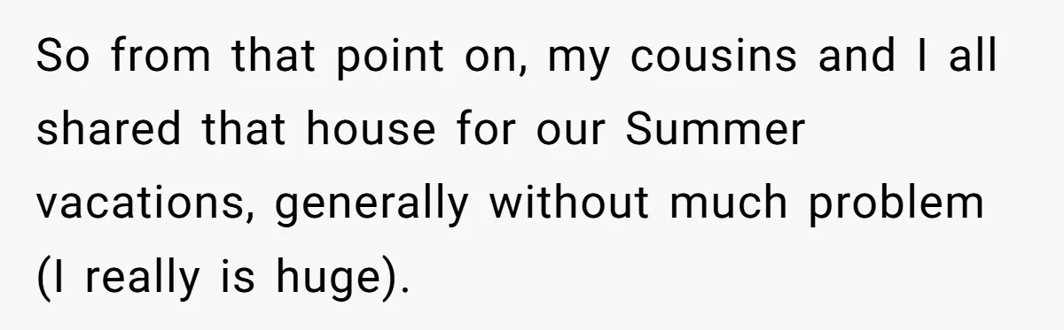 Nephew Buys Uncle's House To Help With Debt, Cousins Call Him A Thief So from that point on, my cousins and I all shared that house for our Summer vacations, generally without much problem (I really is huge).